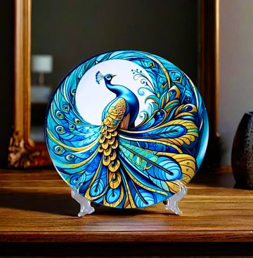 Wings of Royalty Ceramic Decorative Wall & Tabletop Plate (8-Inch) with Stand & Hook – Ideal for Home, Gifting, Office & Restaurant Décor