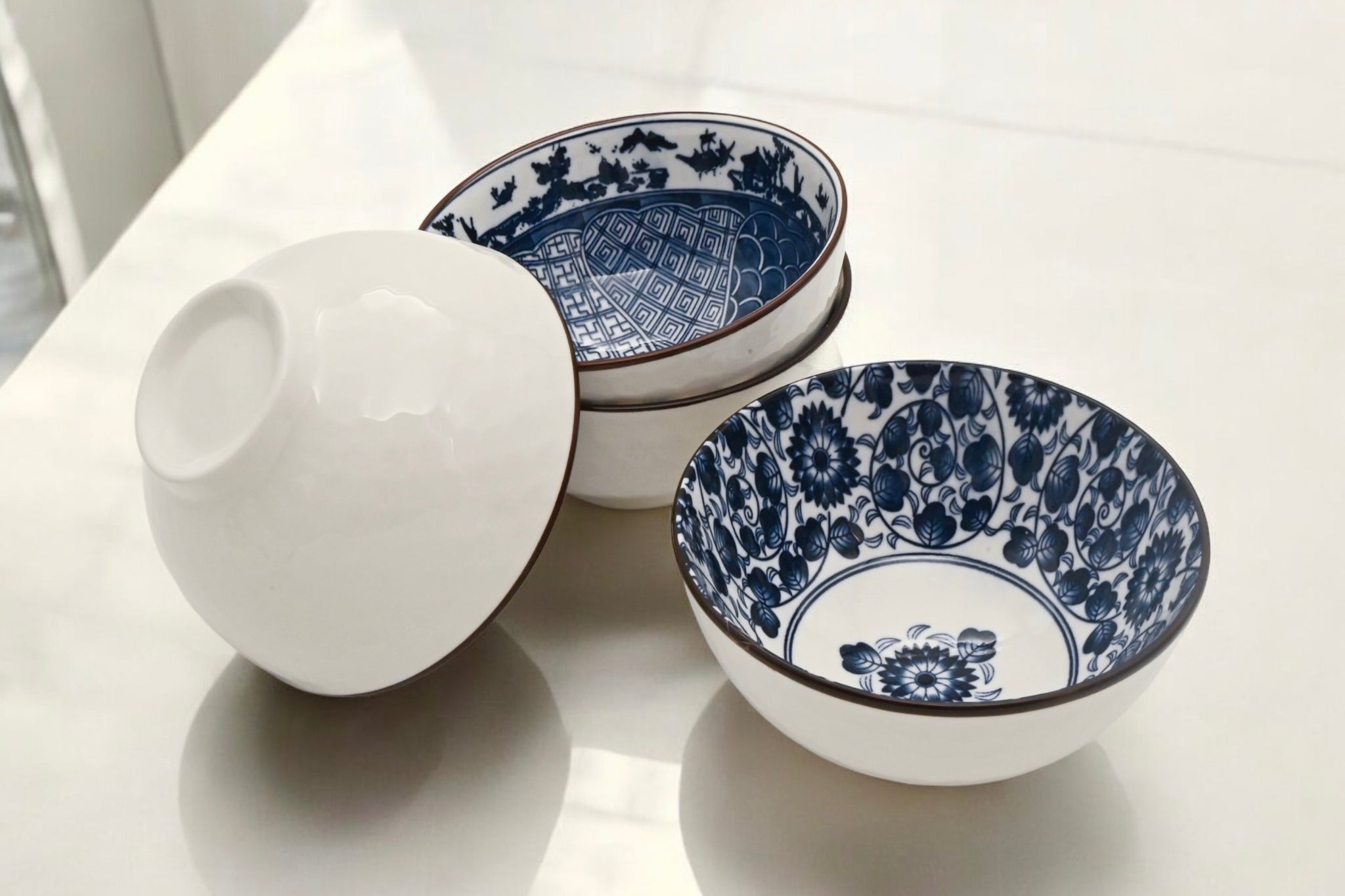 Box of 4 Japanese Style Ceramic Bowl | Traditional Dinnerware